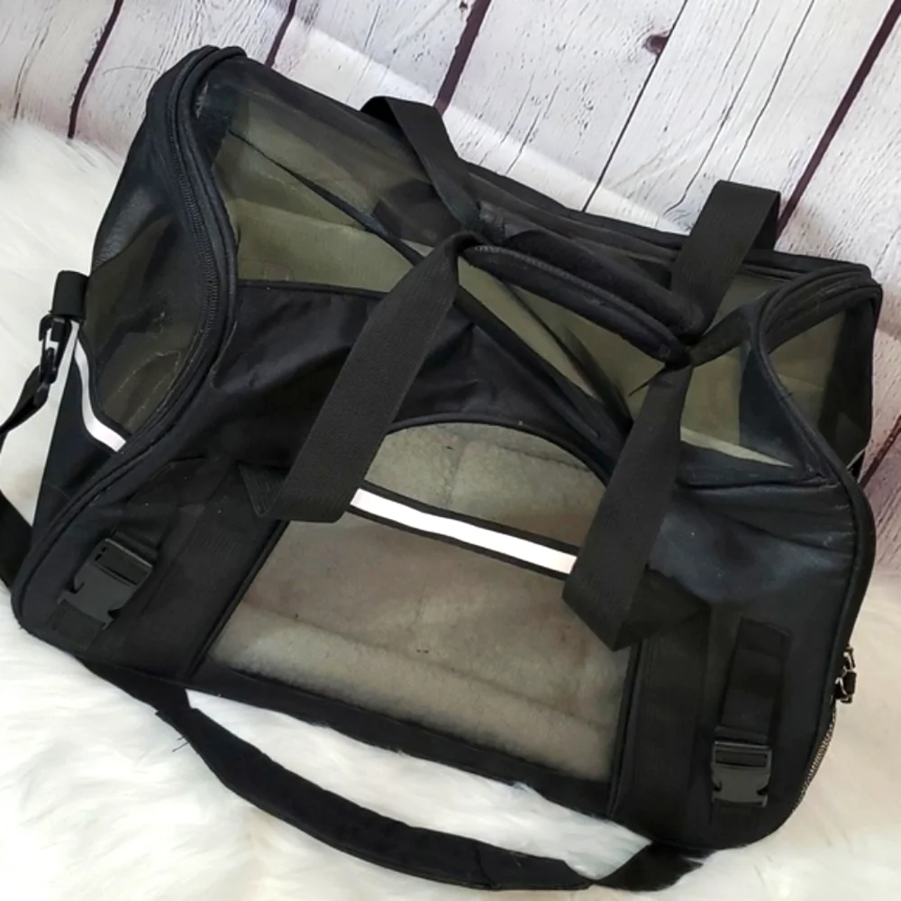 Soft Kennel Crate Small Pet Travel Bag Black Mesh Washable Removable Pad Airline